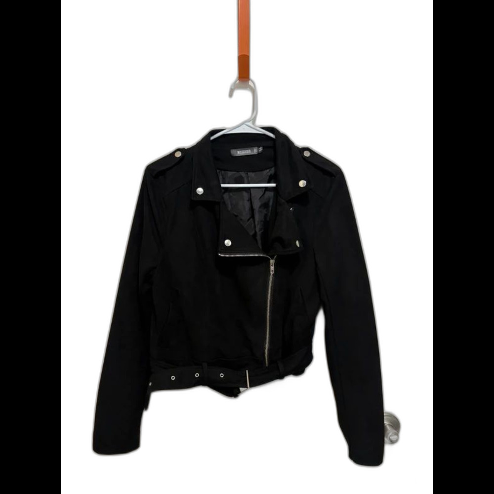 Missguided, Suede Cropped Biker Jacket Size 8